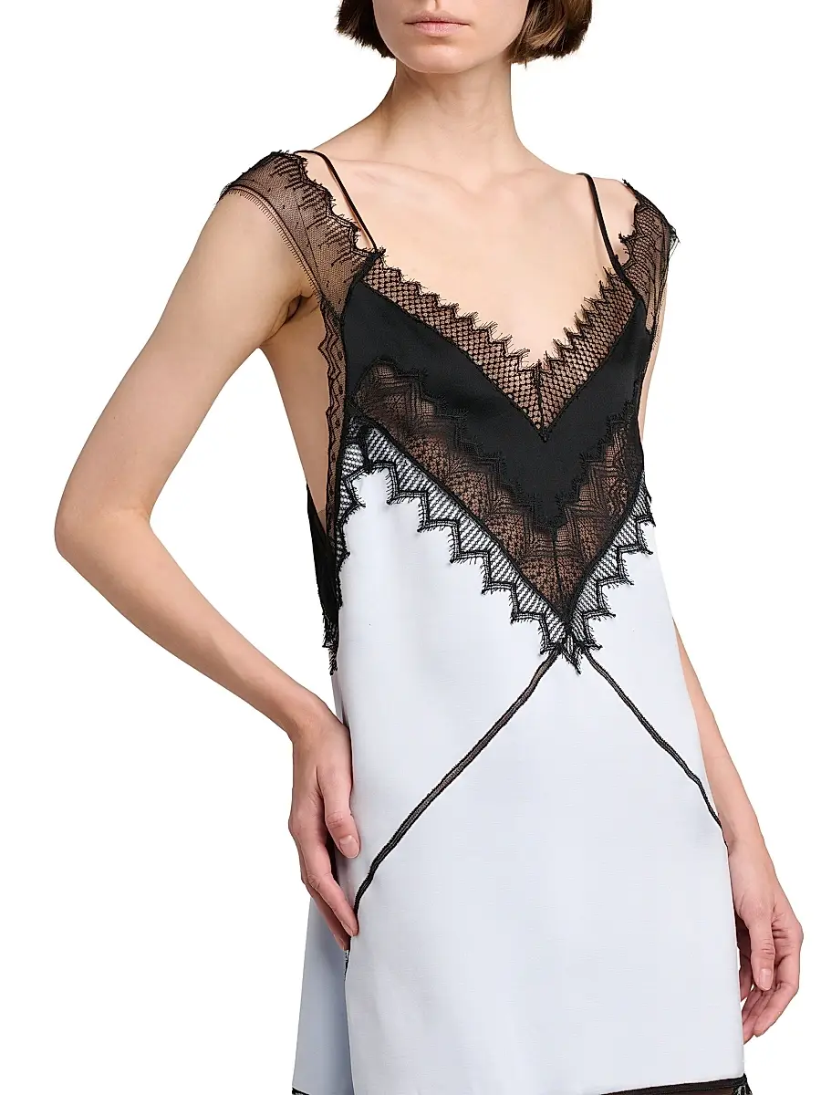 Tom Ford Women's Lace-Trim Mixed-Media Minidress | Thumbnail 6
