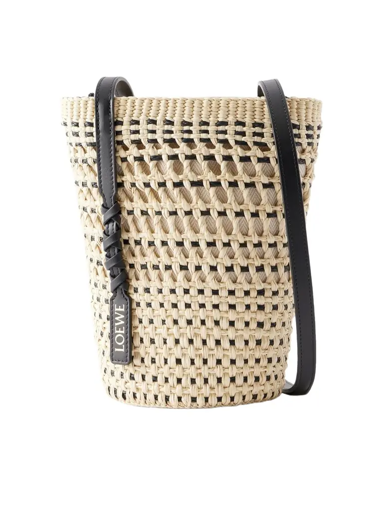 Loewe + Paula's Ibiza Braid Leather-trimmed Raffia Shoulder Bag | Image 1 Loewe + Paula's Ibiza Braid Leather-trimmed Raffia Shoulder Bag | Image 1