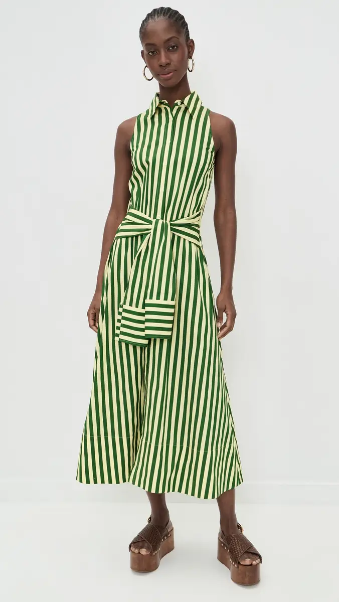 SIMONMILLER Inna Sleeveless Poplin Dress Gummy Green/Ecru | Thumbnail 5 SIMONMILLER Inna Sleeveless Poplin Dress Gummy Green/Ecru | Thumbnail 5