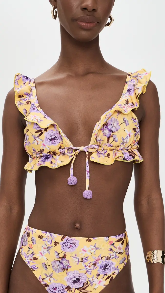 PatBo Peony Print Lycra Ruffle Bikini Top | Thumbnail 2 PatBo Peony Print Lycra Ruffle Bikini Top | Thumbnail 2