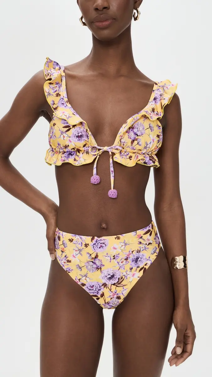 PatBo Peony Print Lycra Ruffle Bikini Top | Thumbnail 6 PatBo Peony Print Lycra Ruffle Bikini Top | Thumbnail 6