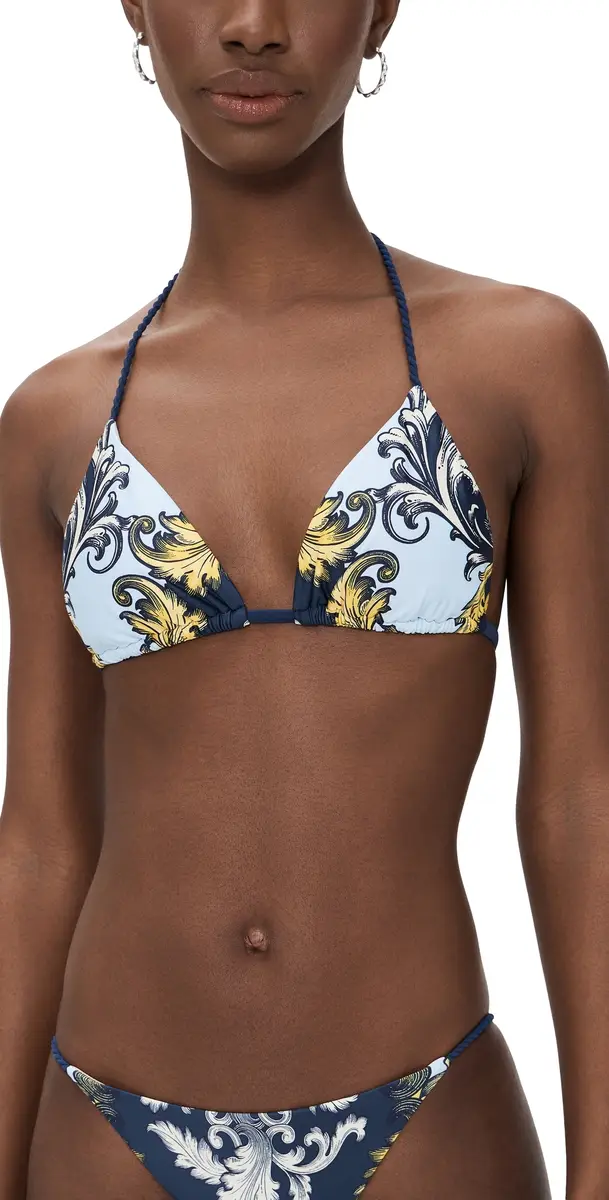 PQ Swim x AICE + OIVIA Rope Triangle Bikini Top Antique Scroll | Image 1 PQ Swim x AICE + OIVIA Rope Triangle Bikini Top Antique Scroll | Image 1