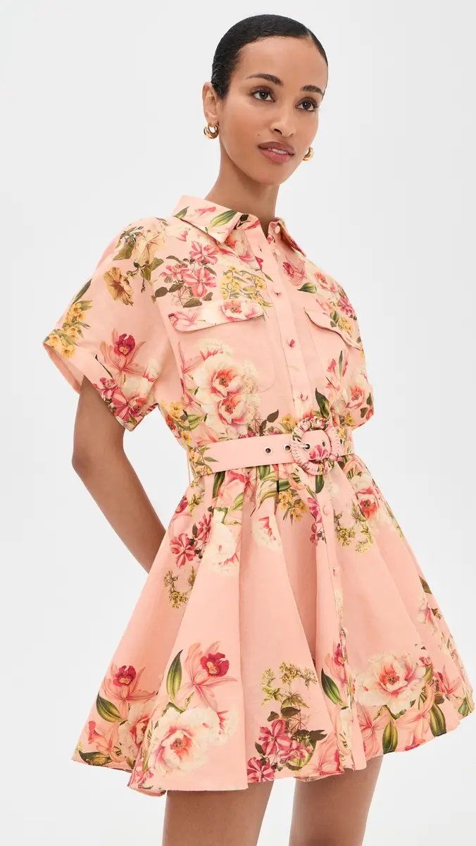 Hemant & Nandita Short Dress with Buckle Belt Peach | Thumbnail 2 Hemant & Nandita Short Dress with Buckle Belt Peach | Thumbnail 2