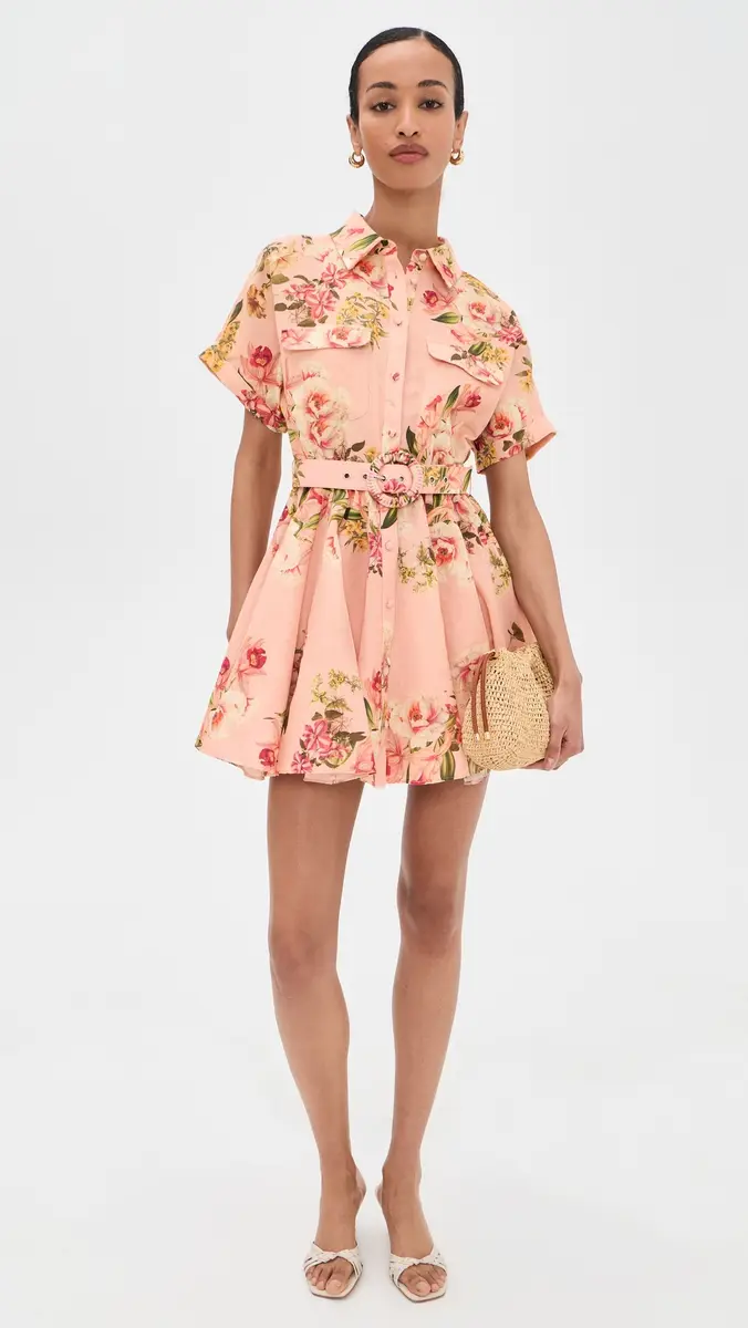Hemant & Nandita Short Dress with Buckle Belt Peach | Thumbnail 5 Hemant & Nandita Short Dress with Buckle Belt Peach | Thumbnail 5