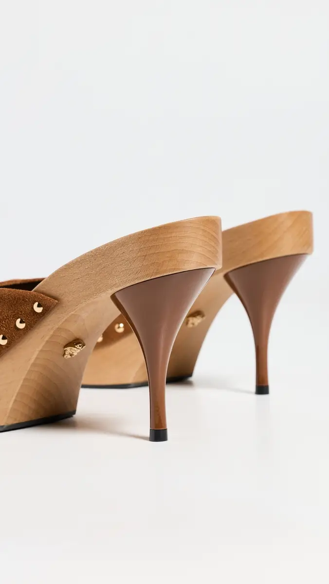 Versace Opera Bow Suede Clogs 1NI0V/Spice Brown/ Gold | Thumbnail 4 Versace Opera Bow Suede Clogs 1NI0V/Spice Brown/ Gold | Thumbnail 4