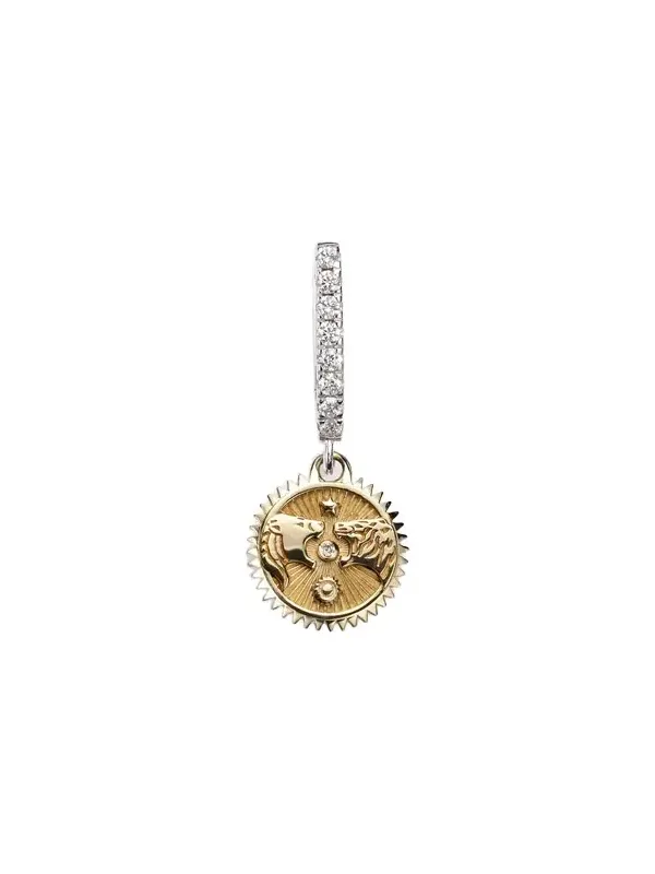 Strength Mini 18kt yellow and white gold single hoop earring with diamonds