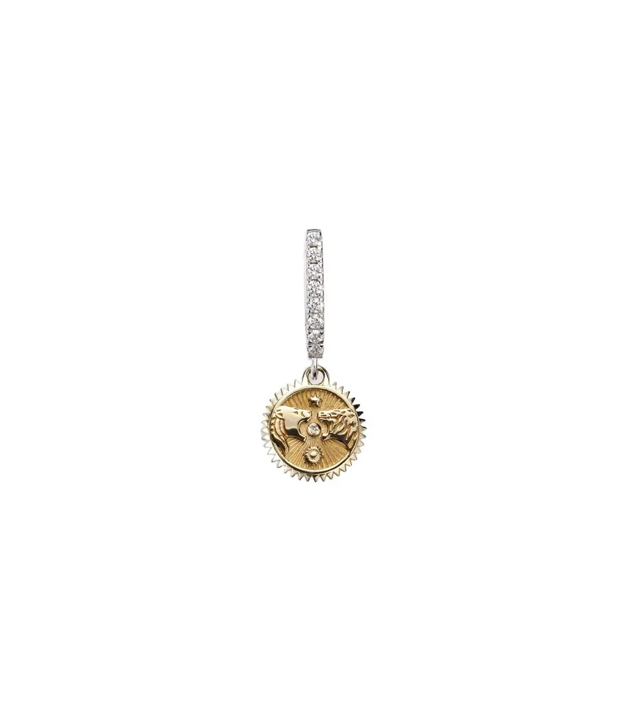 Foundrae Strength Mini 18kt yellow and white gold single hoop earring with diamonds | Image 1 Foundrae Strength Mini 18kt yellow and white gold single hoop earring with diamonds | Image 1