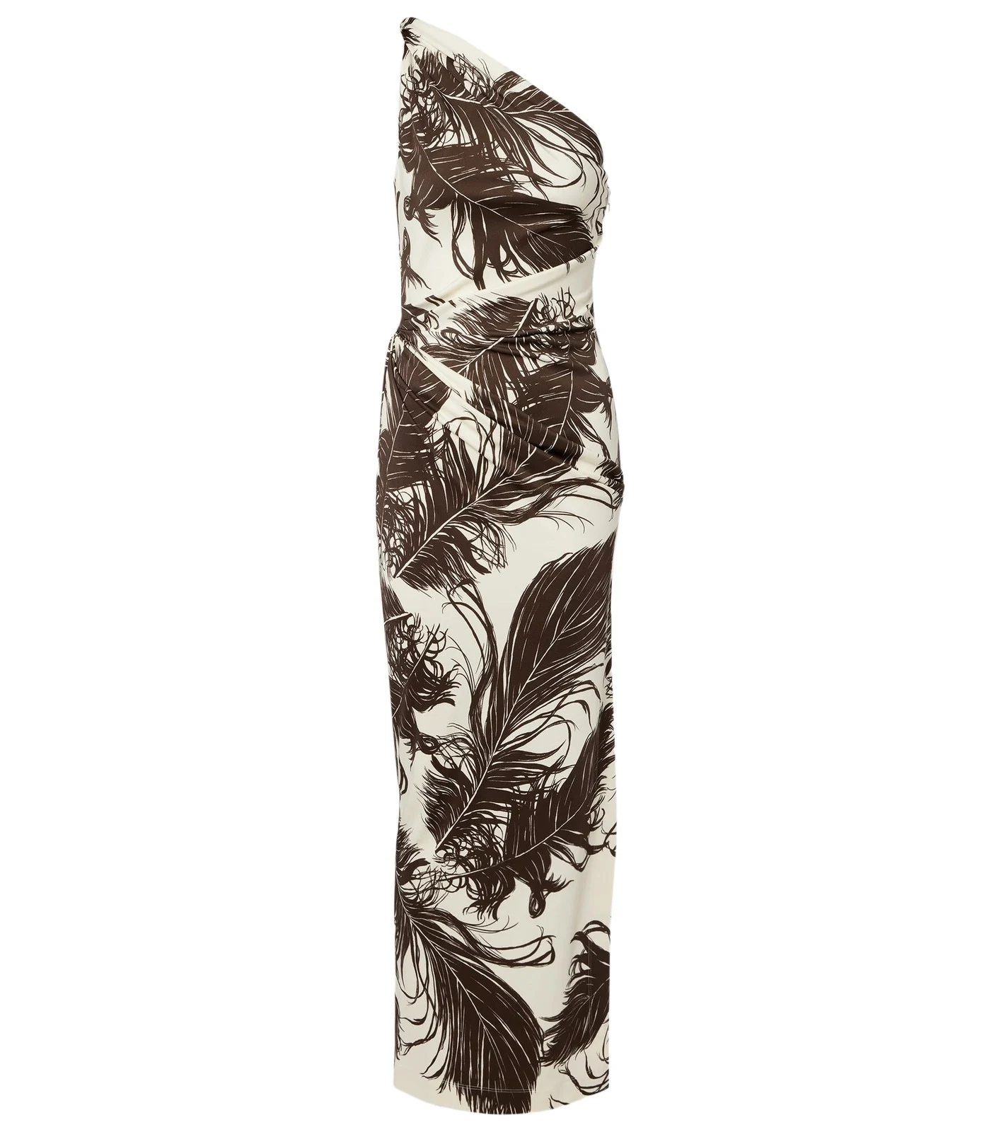Printed one-shoulder jersey maxi dress