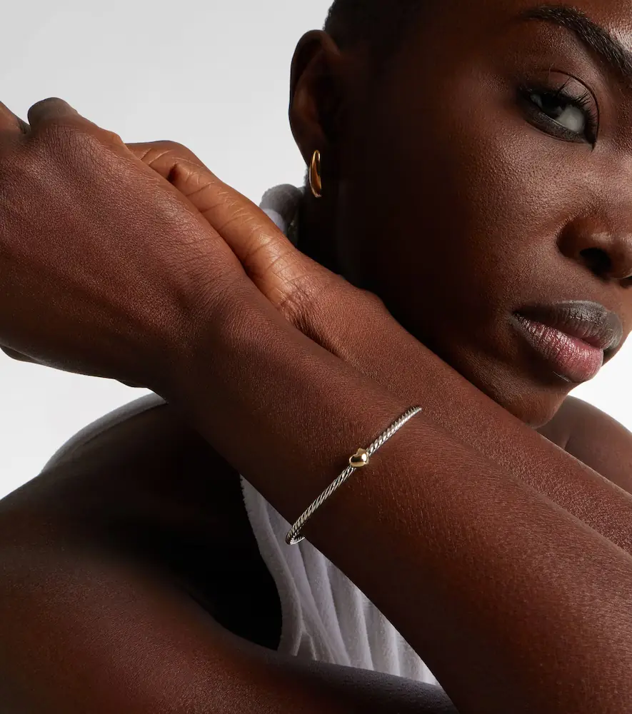 David Yurman Micro Cable Flex Heart Station 14kt gold and 925 sterling silver bracelet | Thumbnail 2