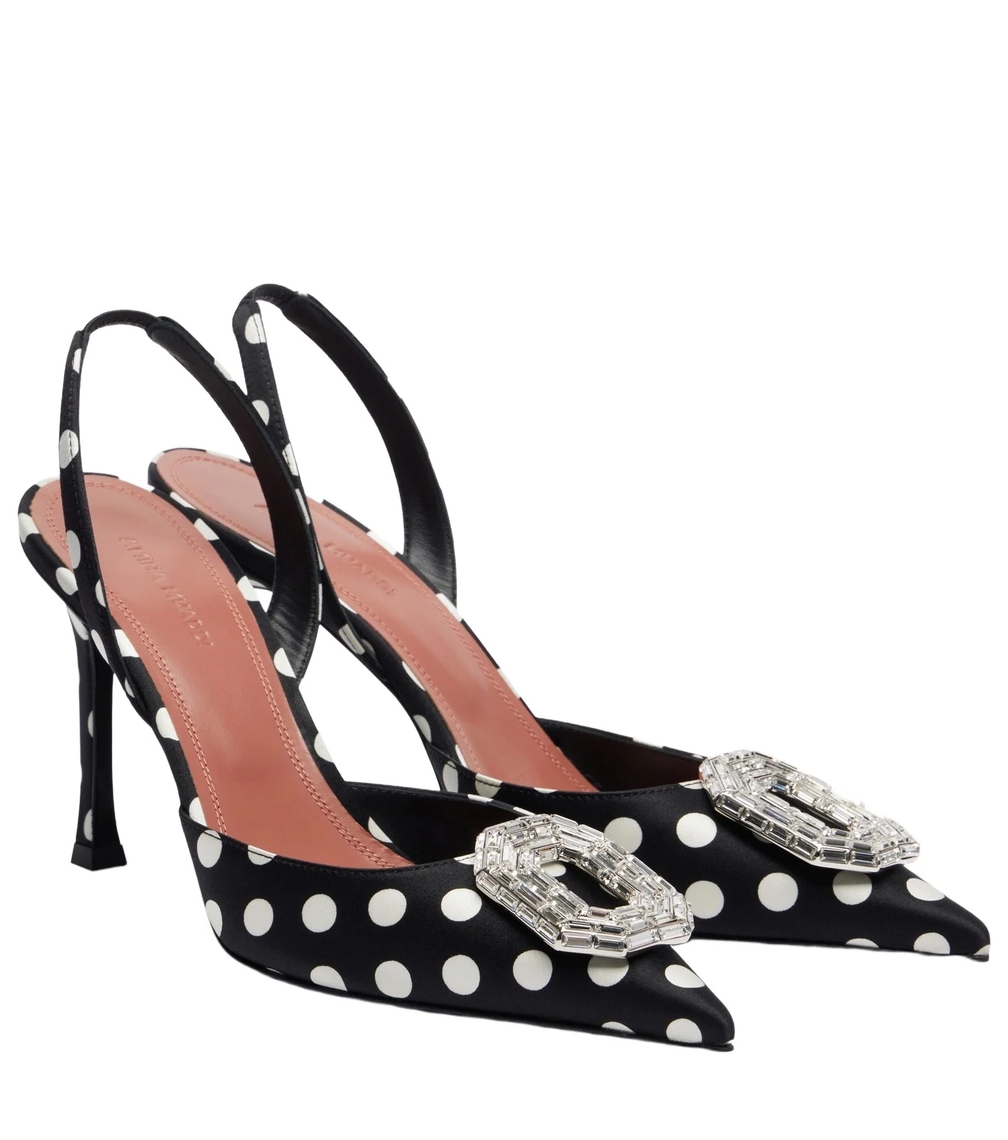 Camelia polka-dot satin slingback pumps Camelia polka-dot satin slingback pumps