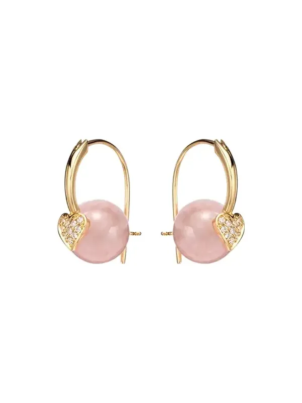 14kt gold earrings with diamonds and morganites 14kt gold earrings with diamonds and morganites