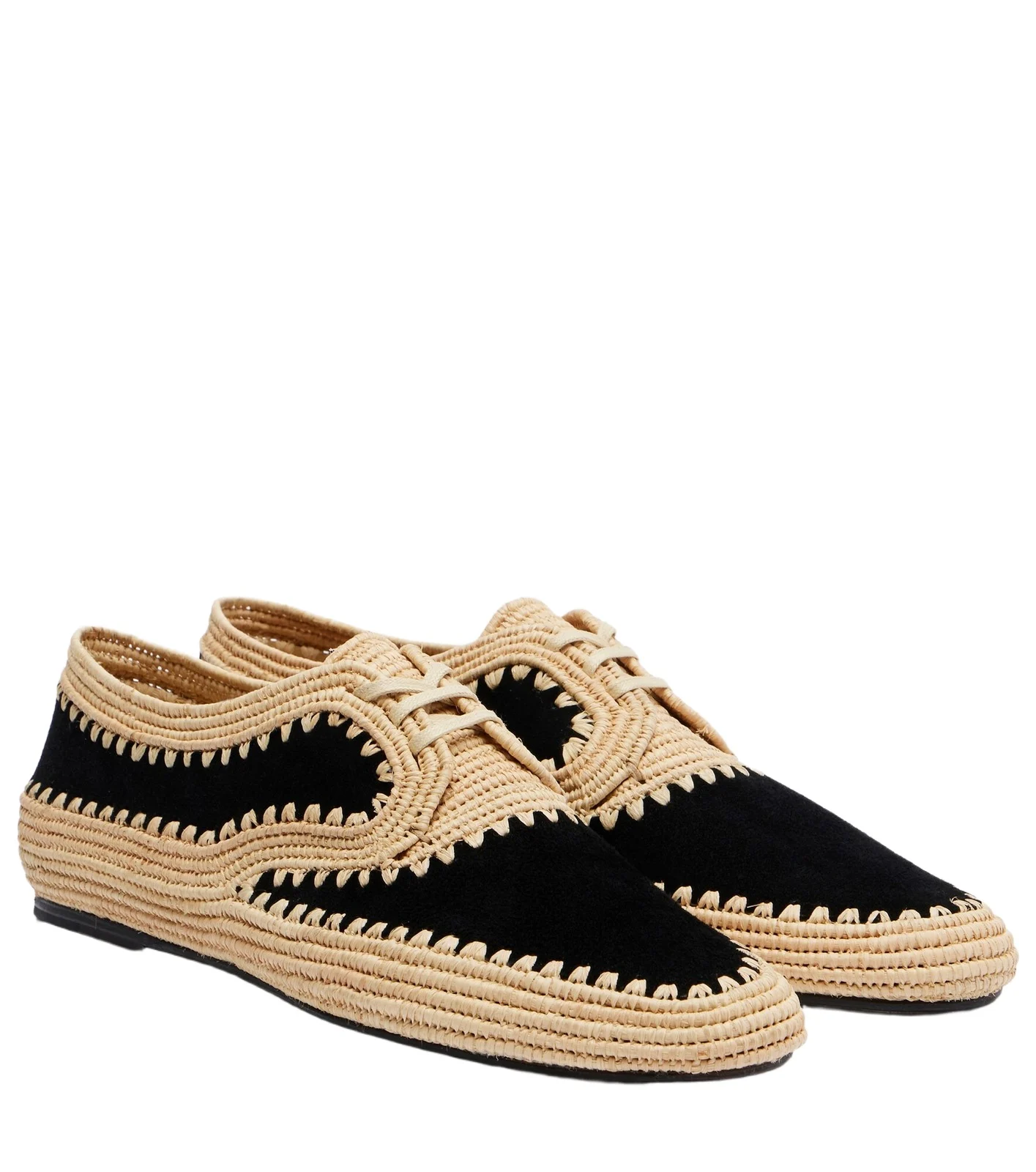 Strength raffia and suede Derby shoes