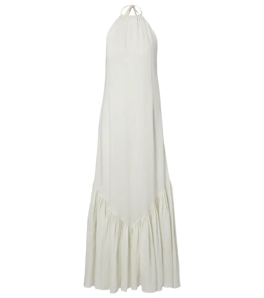 Striped halterneck open-back maxi dress