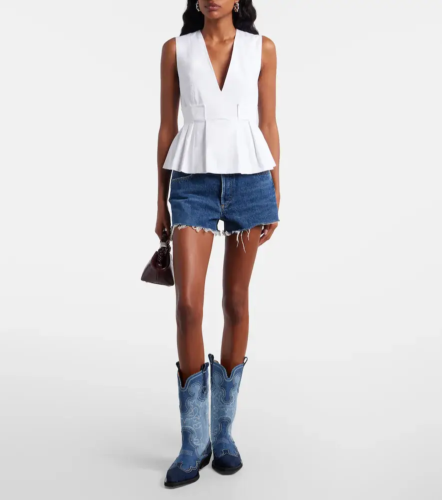 Ganni Peplum cotton-blend poplin top | Thumbnail 2 Ganni Peplum cotton-blend poplin top | Thumbnail 2
