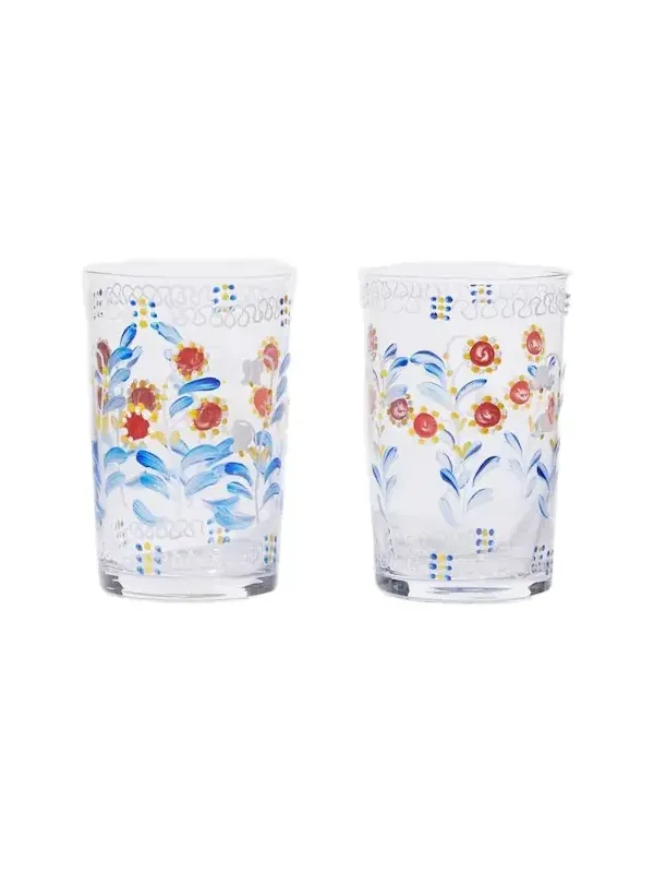 Cabana Marmara set of 2 floral glasses