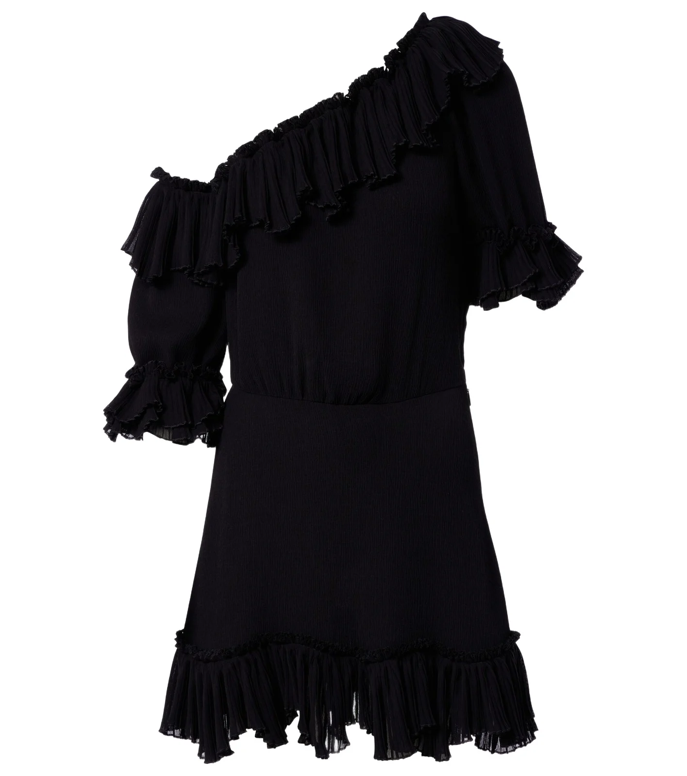 Saint Laurent Ruffled silk crepon minidress