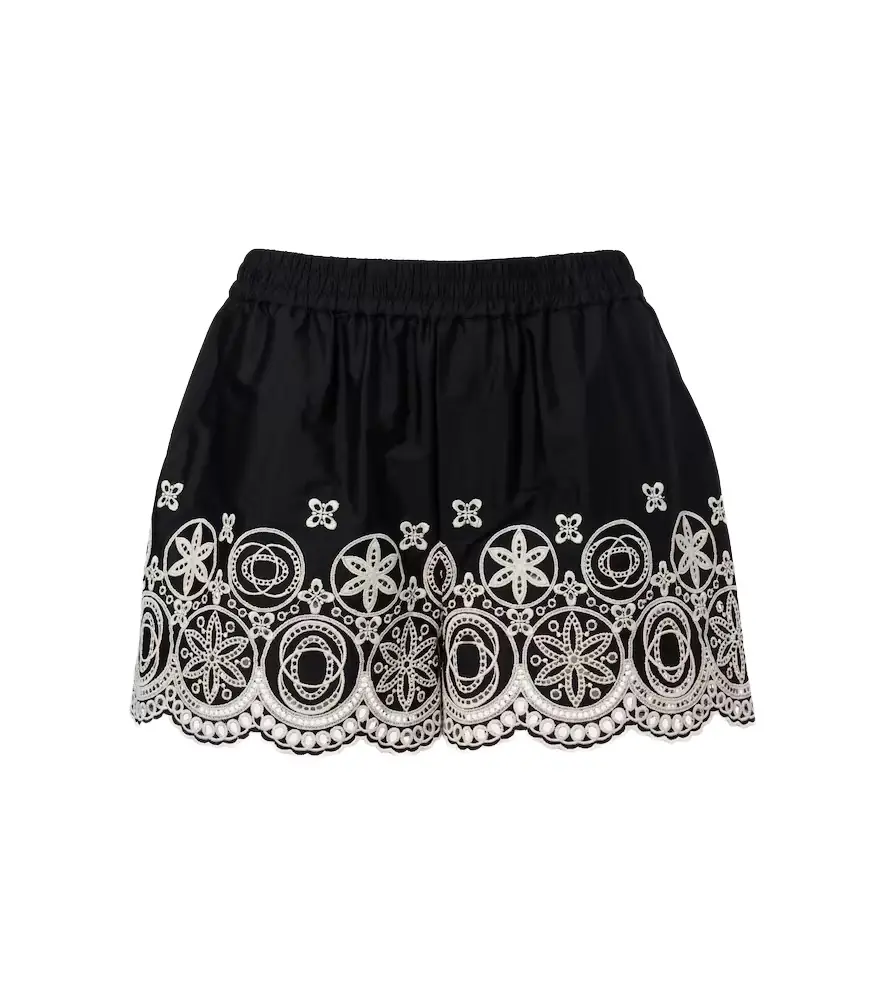 La DoubleJ Pull-Up embroidered cotton shorts | Image 1 La DoubleJ Pull-Up embroidered cotton shorts | Image 1