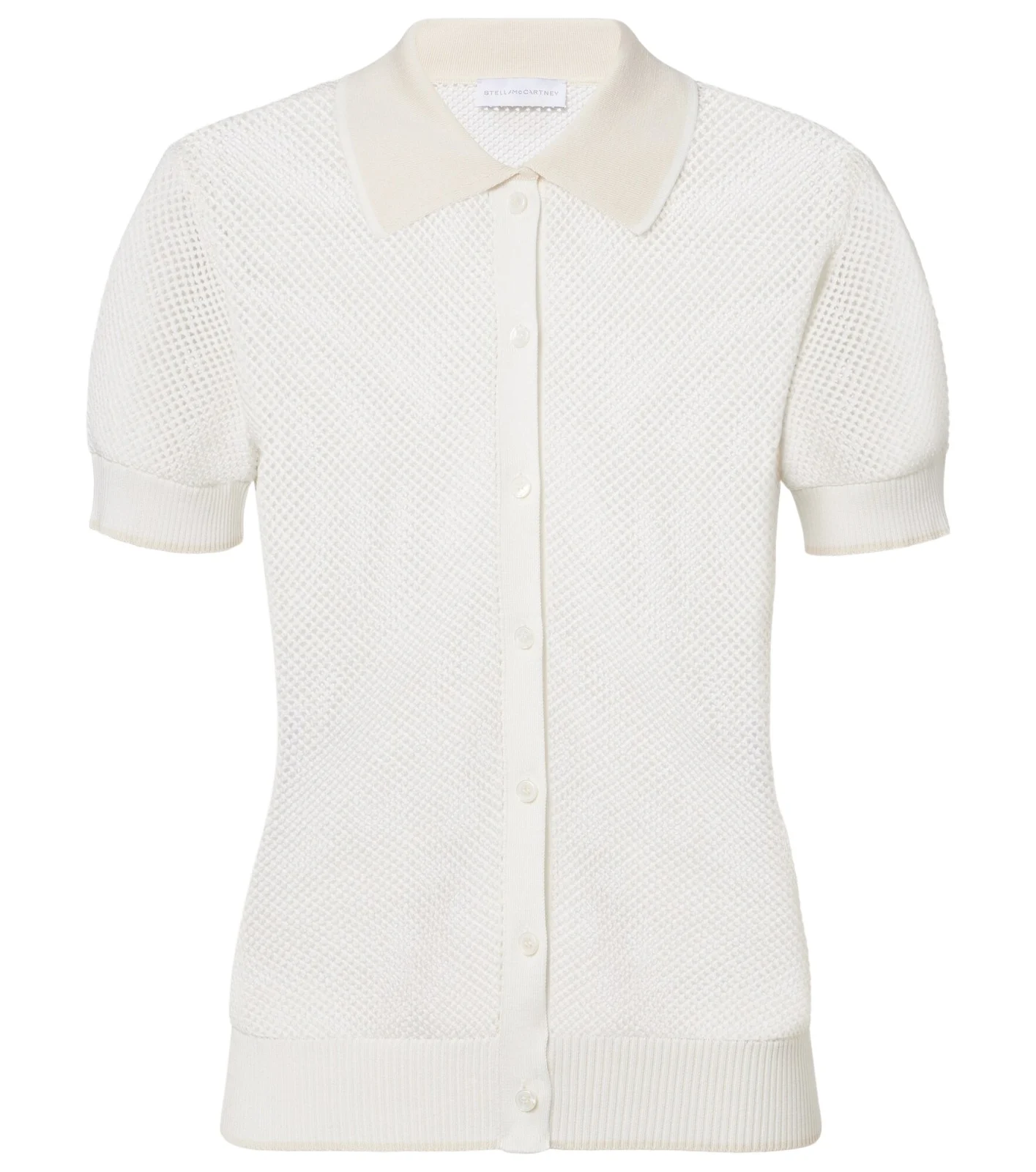 Crochet cotton polo shirt