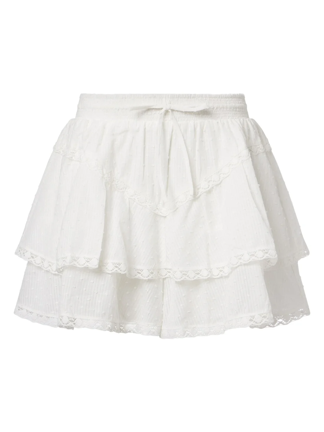 Poupette St Barth Thia embroidered tiered cotton shorts