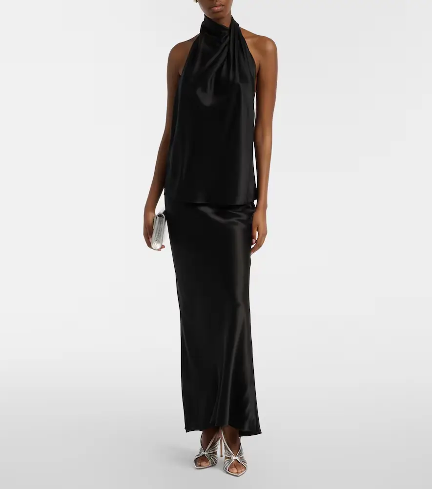The Sei Halterneck silk satin top | Thumbnail 3