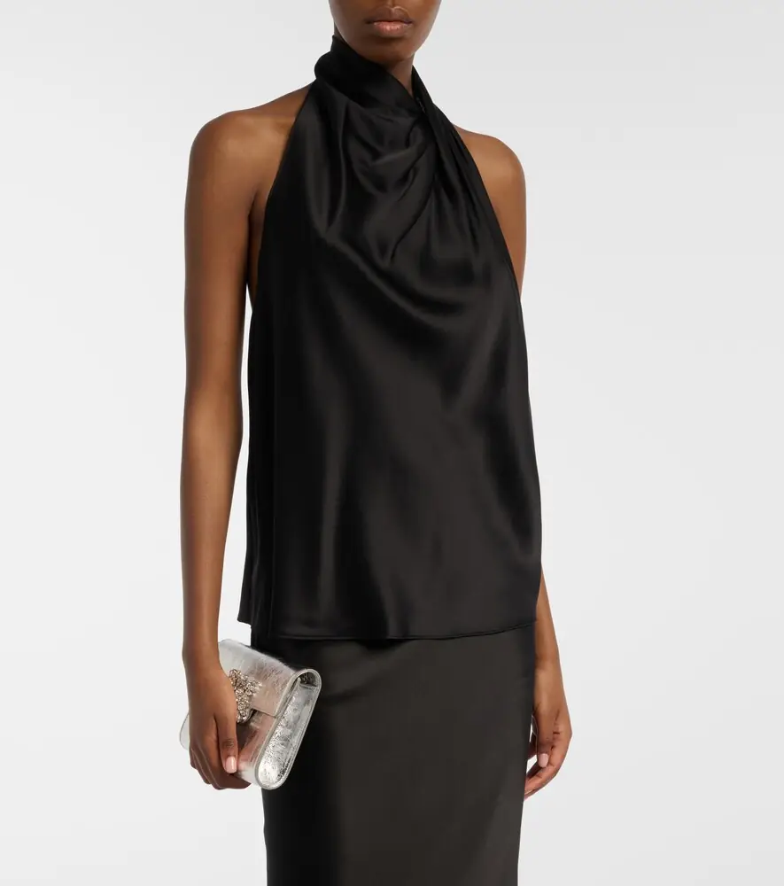 The Sei Halterneck silk satin top | Thumbnail 5