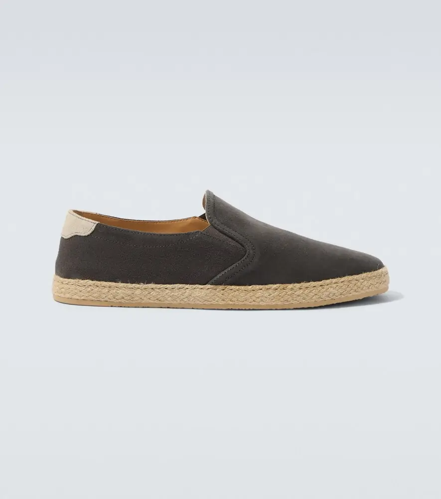 Brunello Cucinelli Jute-trimmed suede slip-on shoes | Thumbnail 7