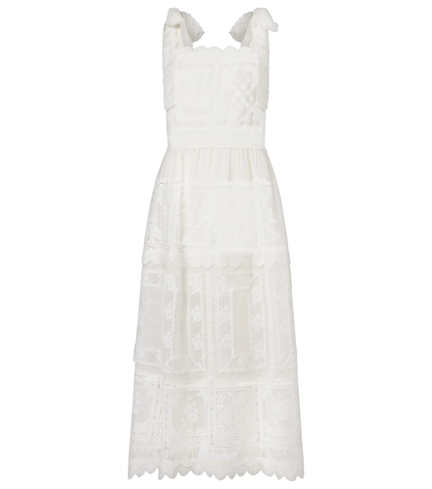 Aster lace-trimmed midi dress