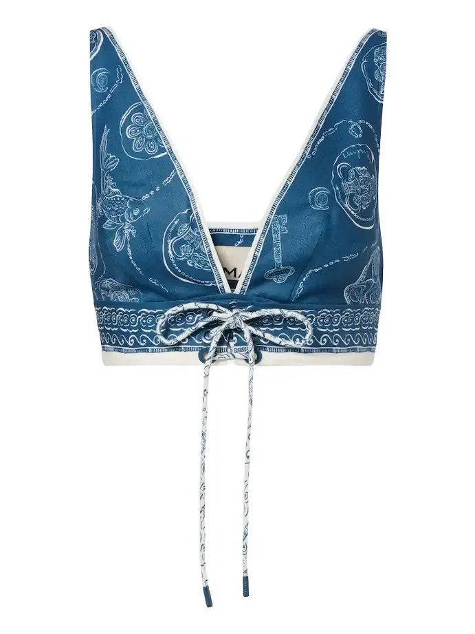 Alémais Lucky printed linen crop top Alémais Lucky printed linen crop top
