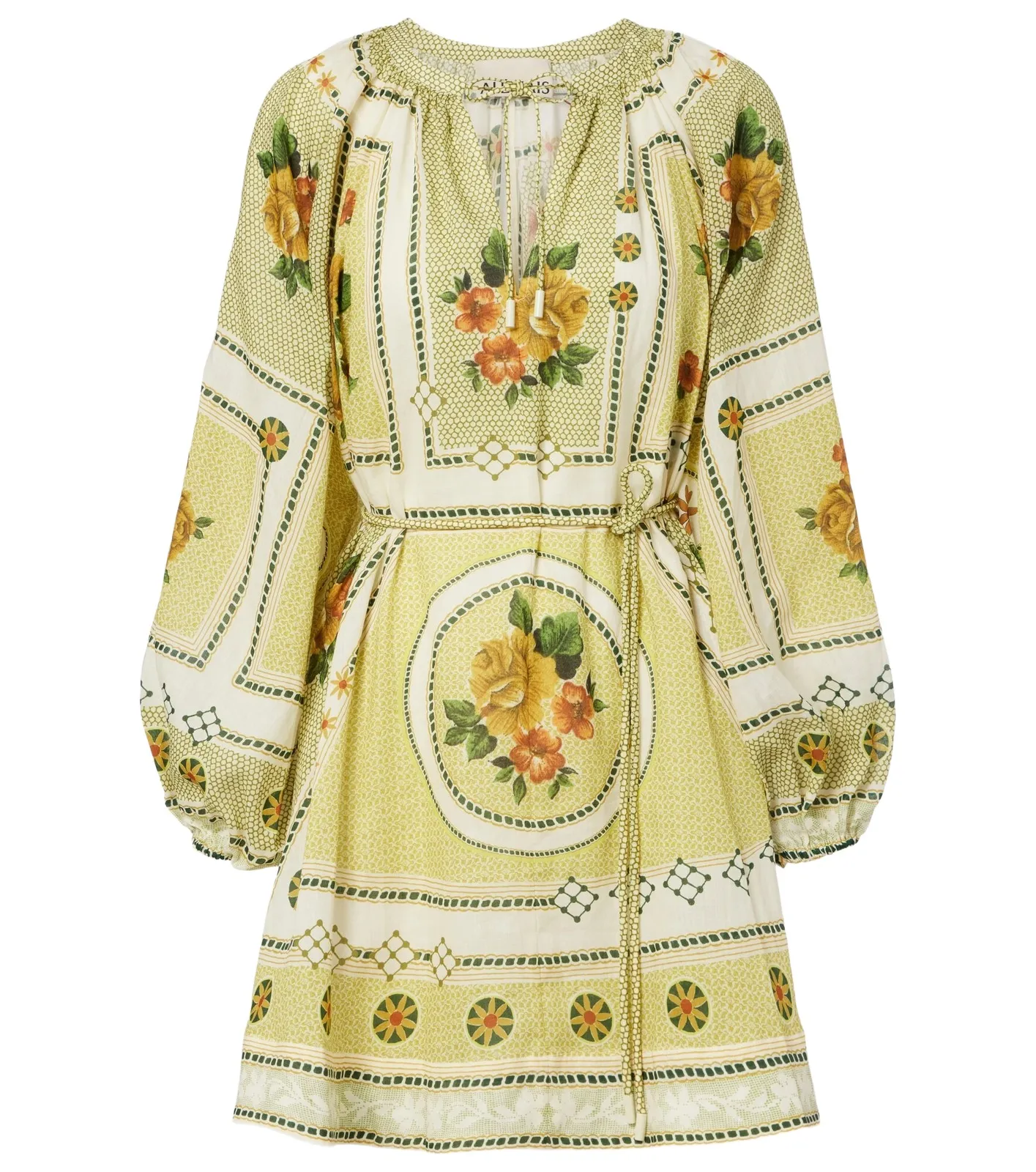 Alémais Dixie belted printed ramie minidress Alémais Dixie belted printed ramie minidress