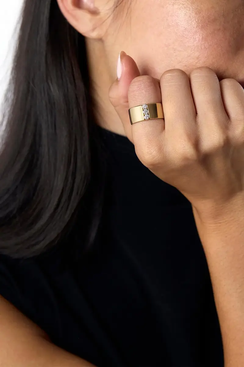 Melissa Kaye Diamond Small Honey Cigar Band Ring | Thumbnail 2 Melissa Kaye Diamond Small Honey Cigar Band Ring | Thumbnail 2