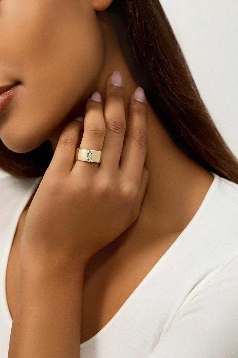 Melissa Kaye Diamond Small Honey Cigar Band Ring | Thumbnail 3 Melissa Kaye Diamond Small Honey Cigar Band Ring | Thumbnail 3
