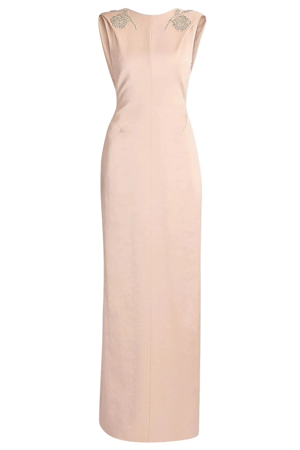 Embroidered Sleeveless Draped Gown Embroidered Sleeveless Draped Gown