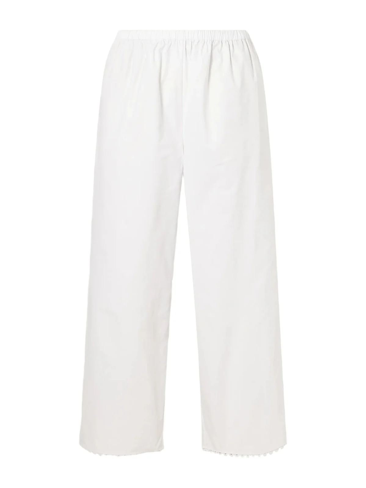 Embroidered Cotton-poplin Wide-leg Pants