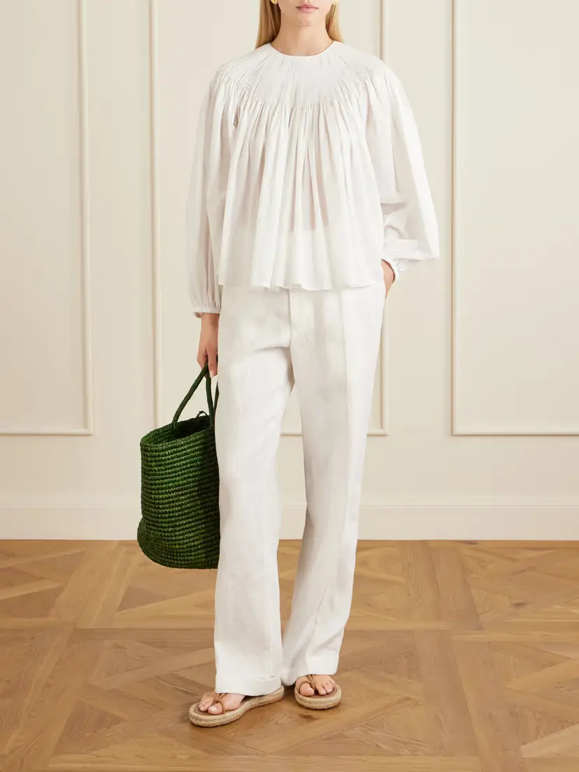 Polo Ralph Lauren Ruched Cotton-poplin Blouse | Thumbnail 2