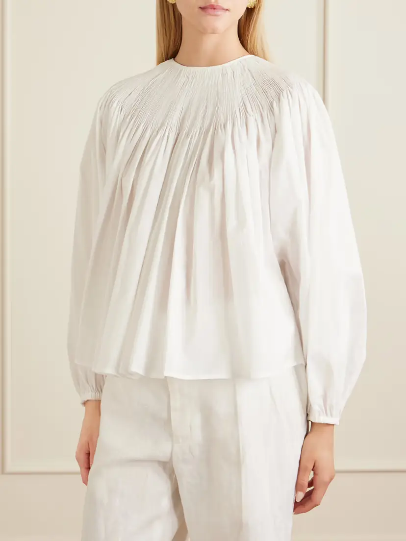 Polo Ralph Lauren Ruched Cotton-poplin Blouse | Thumbnail 3