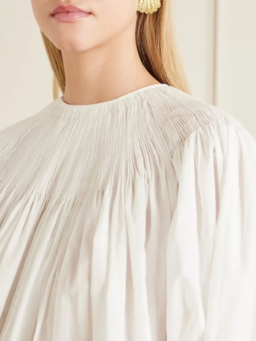 Polo Ralph Lauren Ruched Cotton-poplin Blouse | Thumbnail 5