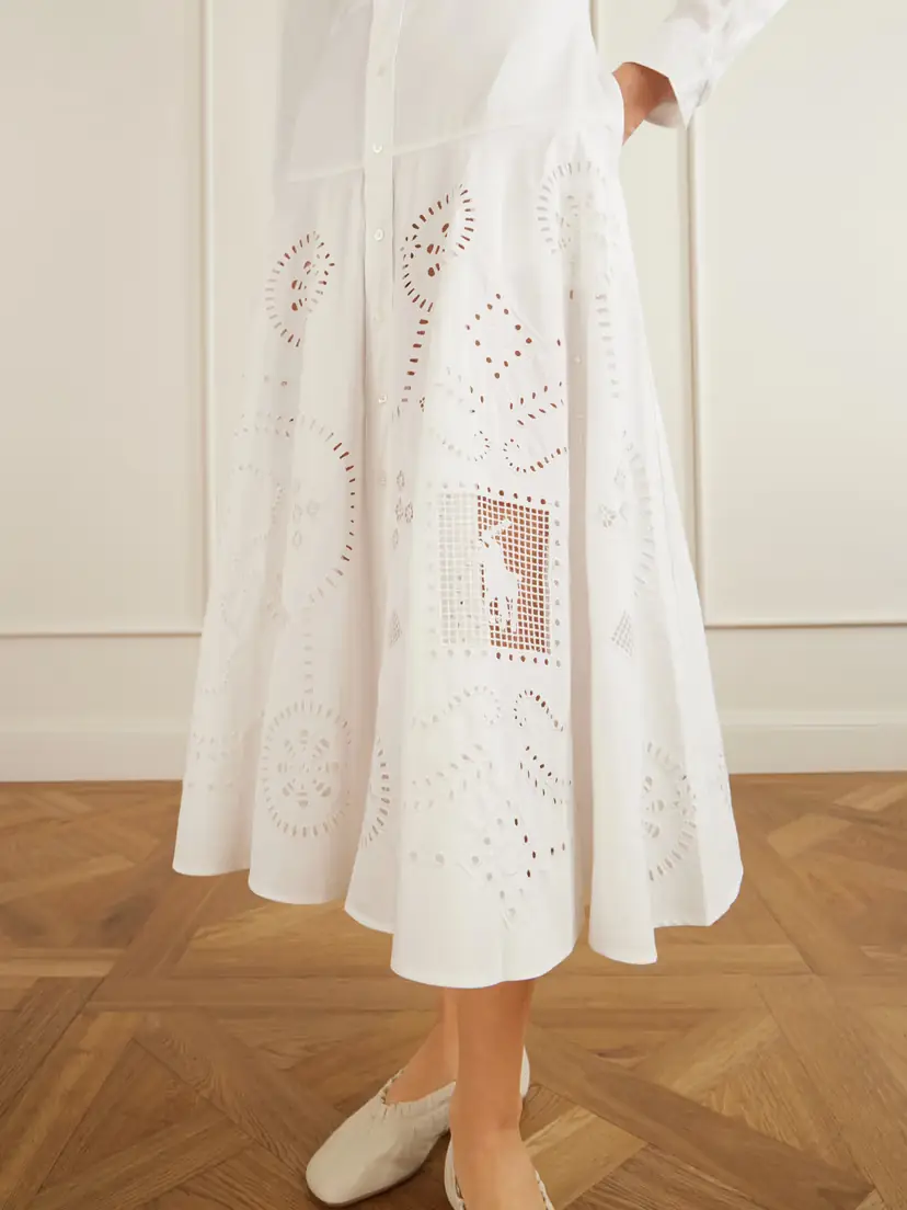 Polo Ralph Lauren Broderie Anglaise Cotton Midi Dress | Thumbnail 4 Polo Ralph Lauren Broderie Anglaise Cotton Midi Dress | Thumbnail 4