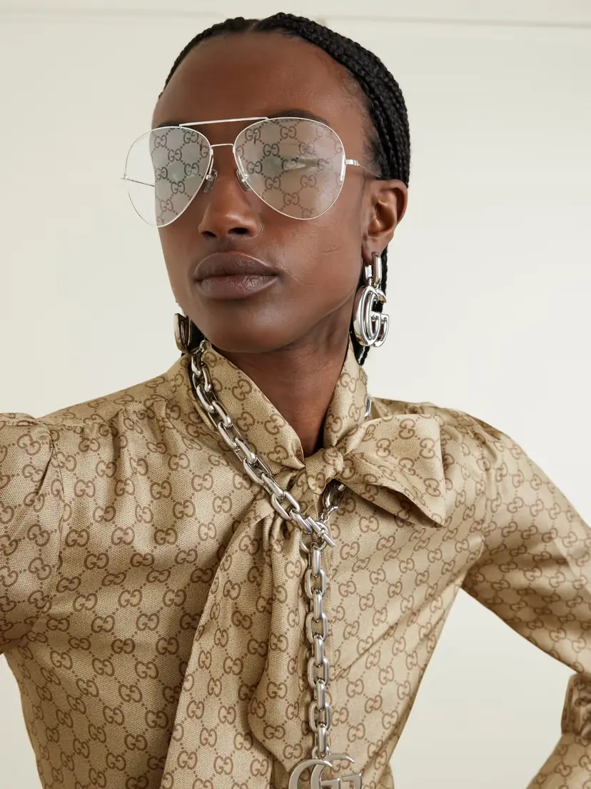 Gucci Eyewear Aviator-style Silver-tone Sunglasses | Thumbnail 2 Gucci Eyewear Aviator-style Silver-tone Sunglasses | Thumbnail 2