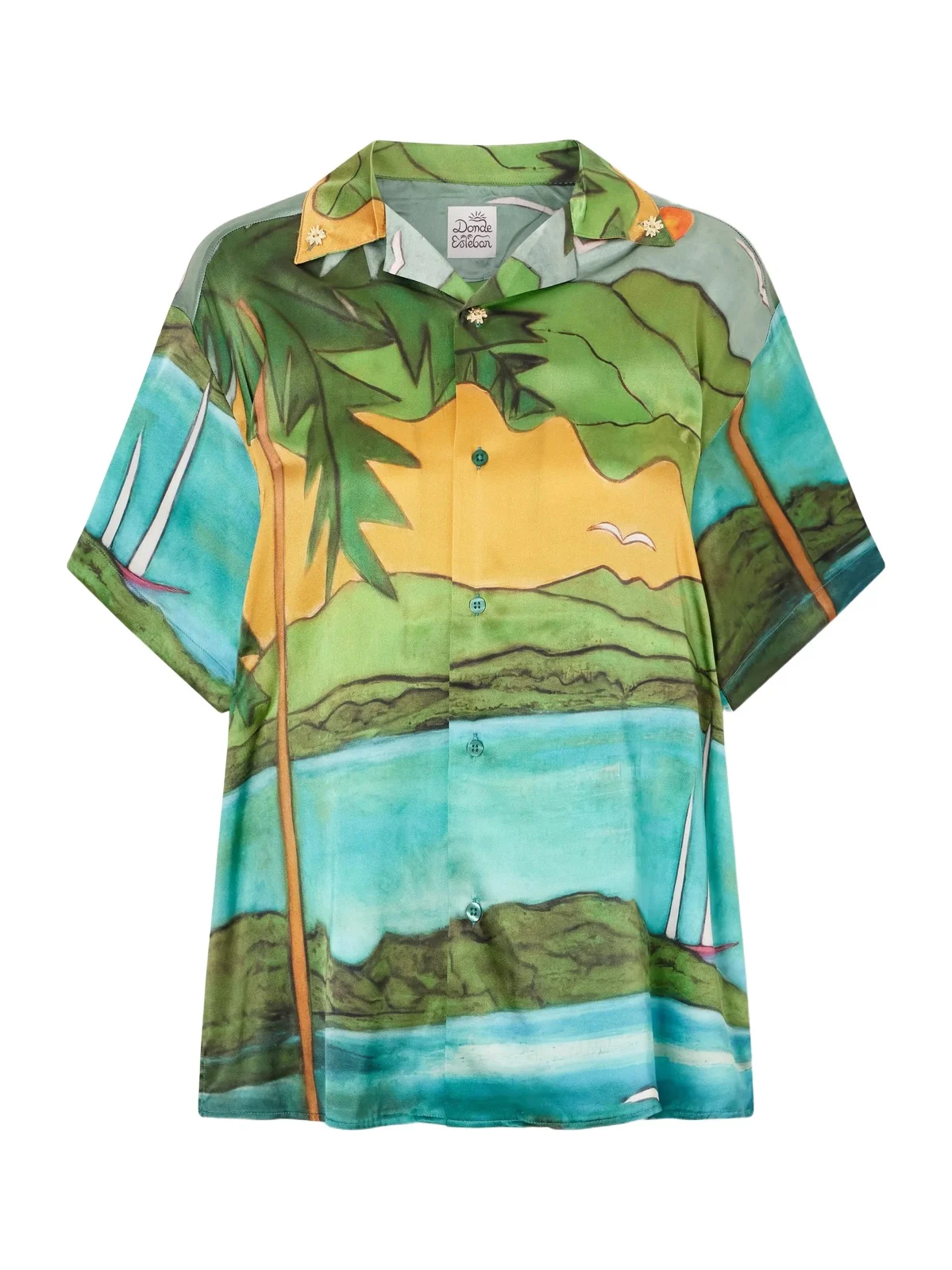 Magdalena Printed Silk-blend Satin Shirt
