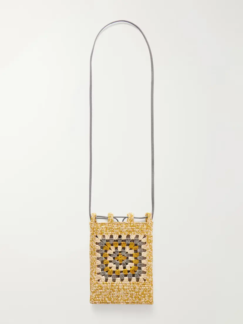 Loewe + Paula's Ibiza Leather-trimmed Crocheted Raffia Bucket Bag | Thumbnail 4 Loewe + Paula's Ibiza Leather-trimmed Crocheted Raffia Bucket Bag | Thumbnail 4