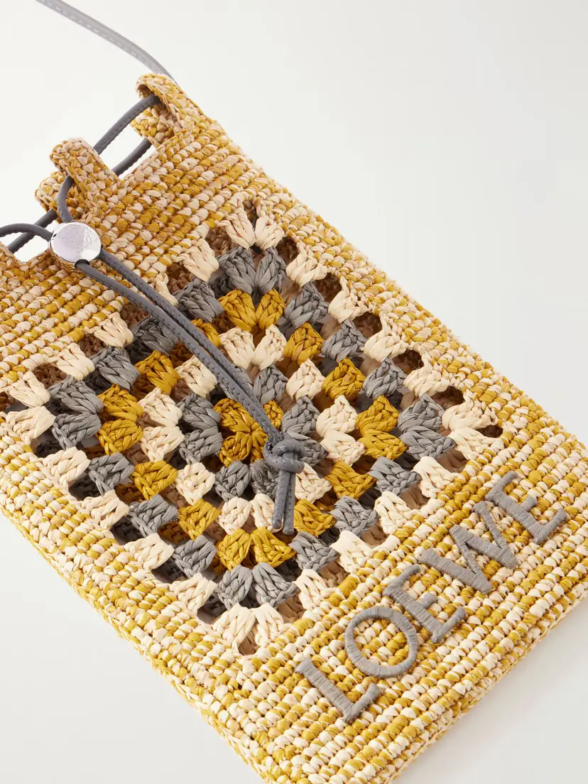 Loewe + Paula's Ibiza Leather-trimmed Crocheted Raffia Bucket Bag | Thumbnail 5 Loewe + Paula's Ibiza Leather-trimmed Crocheted Raffia Bucket Bag | Thumbnail 5
