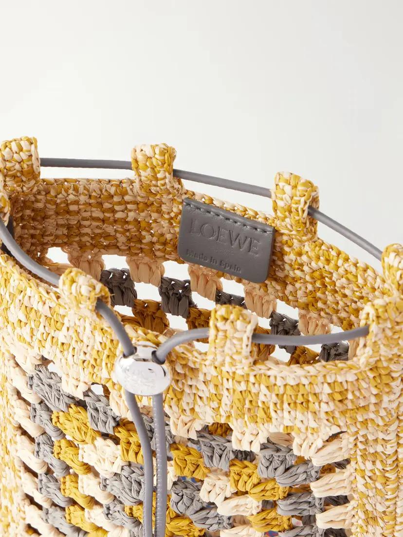Loewe + Paula's Ibiza Leather-trimmed Crocheted Raffia Bucket Bag | Thumbnail 6 Loewe + Paula's Ibiza Leather-trimmed Crocheted Raffia Bucket Bag | Thumbnail 6