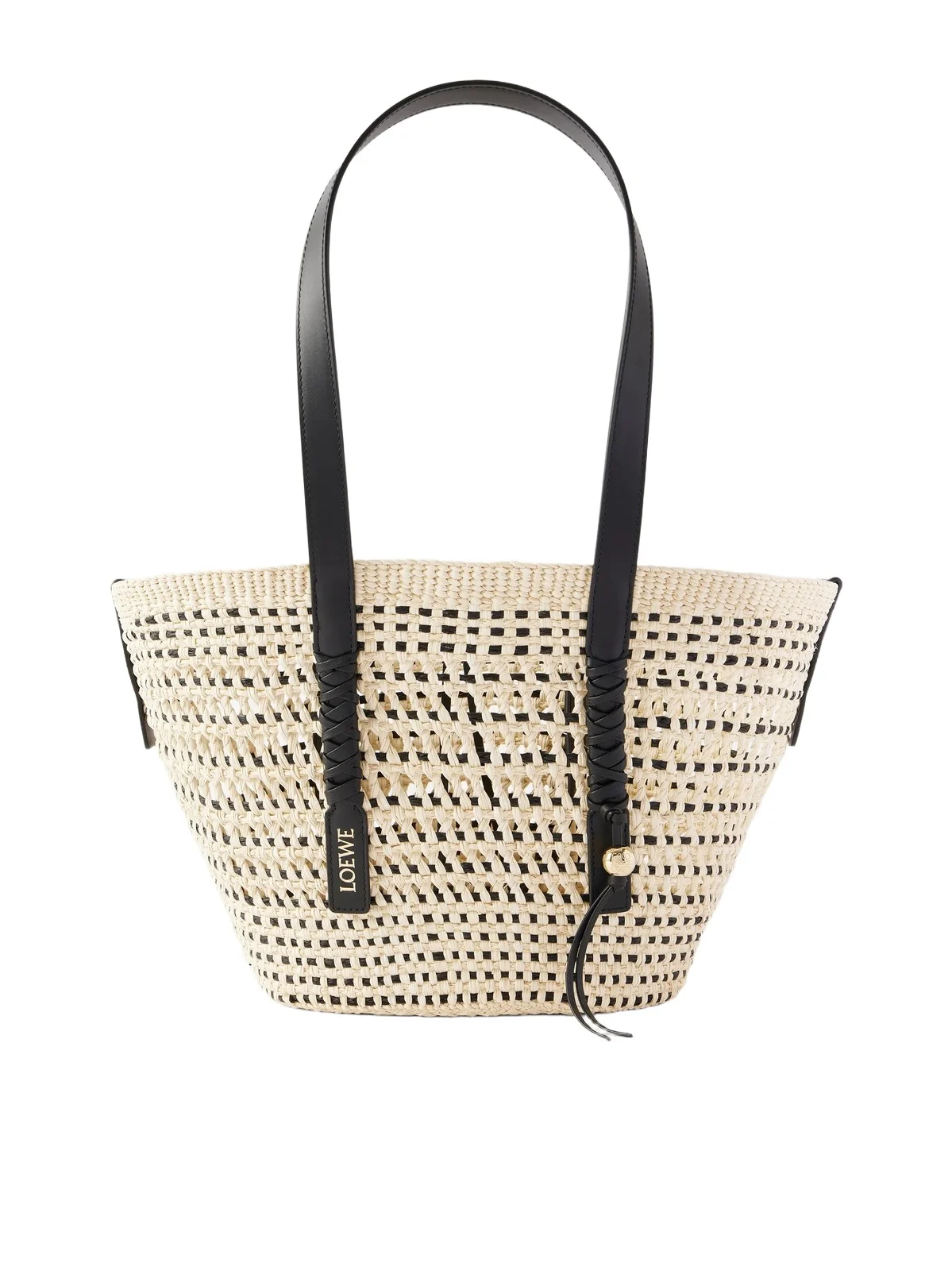 Loewe + Paula's Ibiza Braid Medium Leather-trimmed Raffia Tote