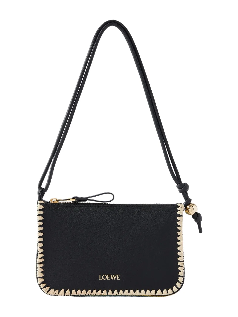 + Paula's Ibiza Rio Raffia-trimmed Leather Shoulder Bag + Paula's Ibiza Rio Raffia-trimmed Leather Shoulder Bag