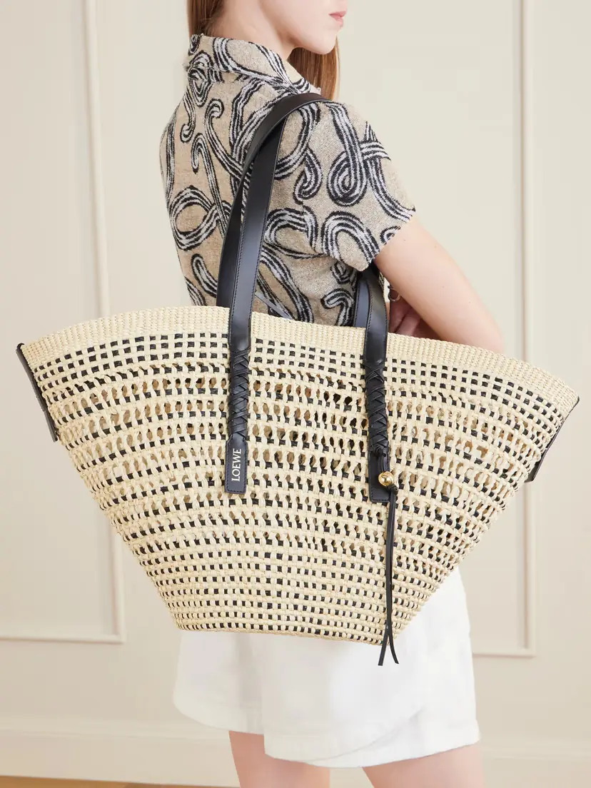 Loewe + Paula's Ibiza Leather-trimmed Iraca Tote | Thumbnail 2 Loewe + Paula's Ibiza Leather-trimmed Iraca Tote | Thumbnail 2