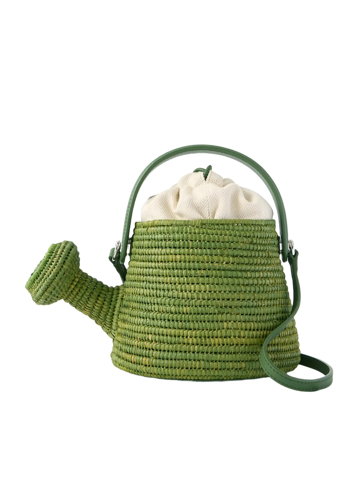 + Paula's Ibiza Watering Can Leather-trimmed Raffia Shoulder Bag