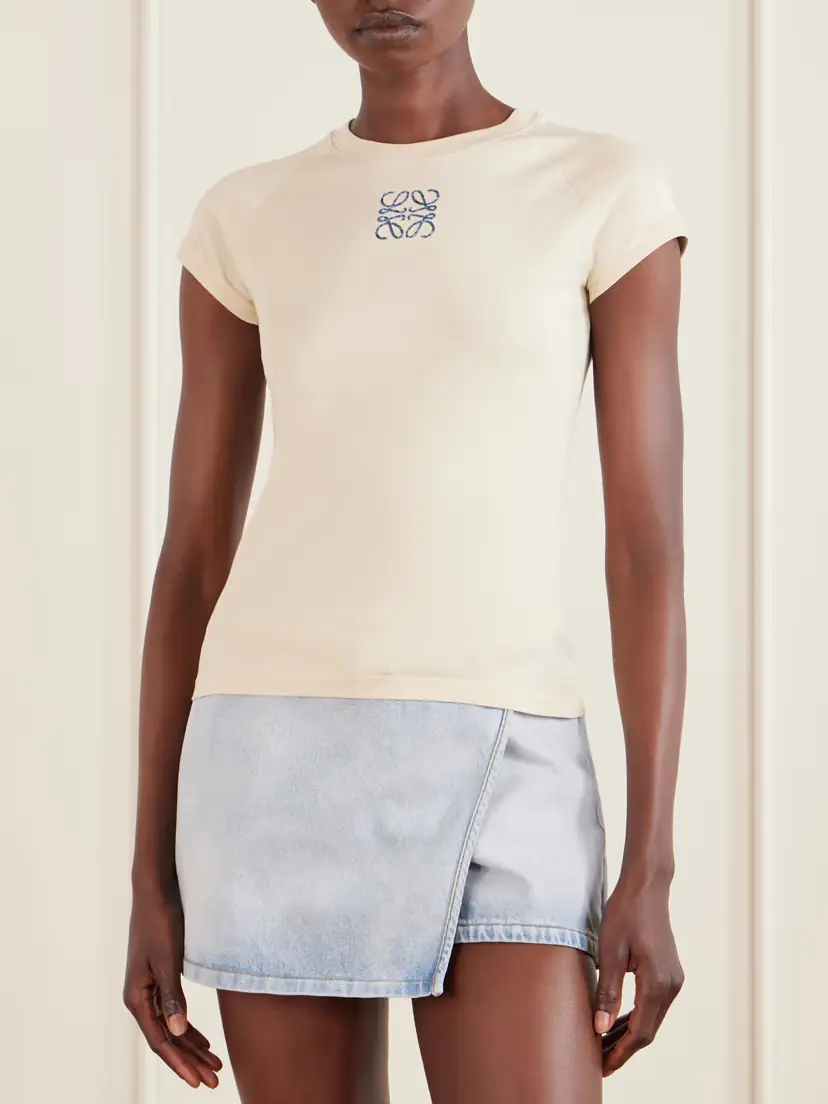 Loewe + Paula’s Ibiza Anagram Embroidered Cotton T-shirt | Thumbnail 3