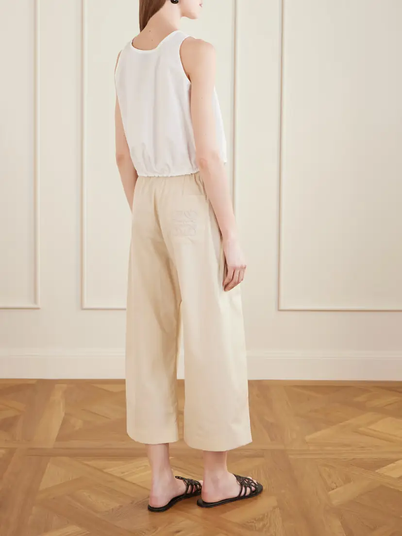 Loewe + Paula’s Ibiza Pleated Cropped Cotton Wide-leg Pants | Thumbnail 4 Loewe + Paula’s Ibiza Pleated Cropped Cotton Wide-leg Pants | Thumbnail 4