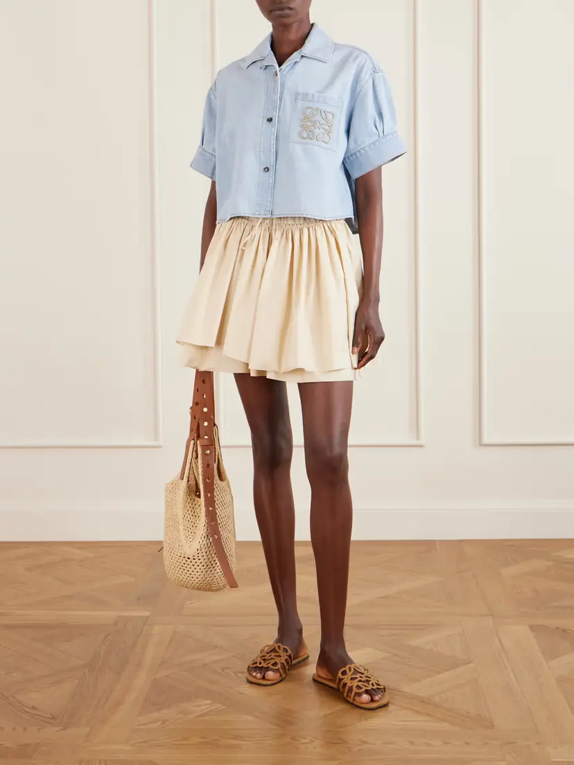Loewe + Paula’s Ibiza Anagram Embroidered Cropped Denim Shirt | Thumbnail 2 Loewe + Paula’s Ibiza Anagram Embroidered Cropped Denim Shirt | Thumbnail 2