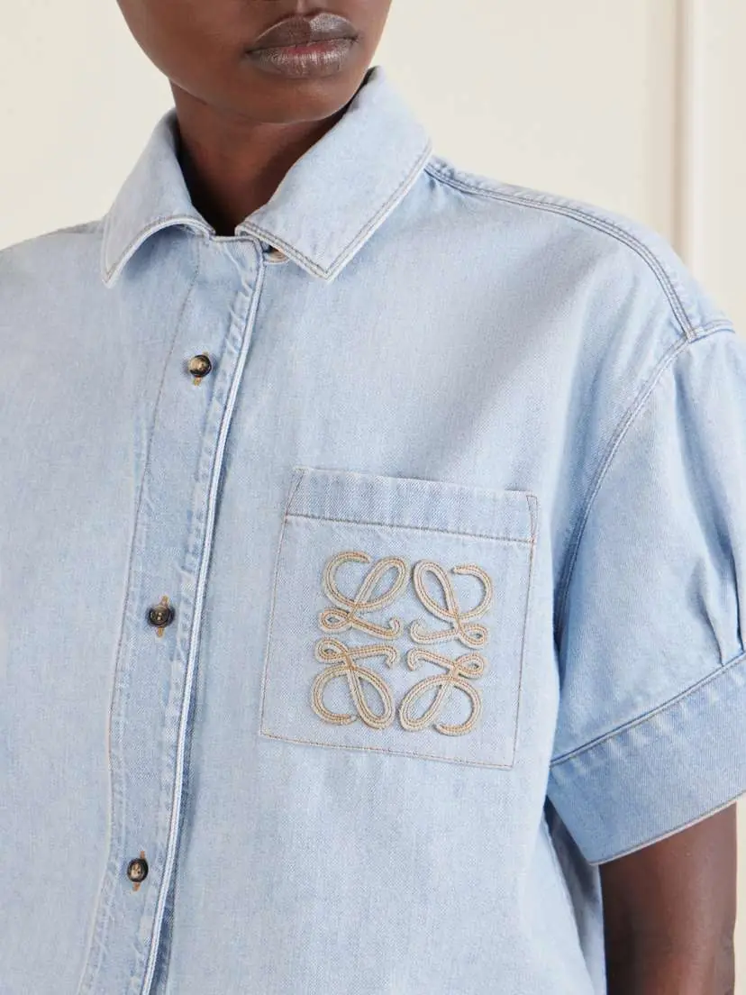 Loewe + Paula’s Ibiza Anagram Embroidered Cropped Denim Shirt | Thumbnail 4 Loewe + Paula’s Ibiza Anagram Embroidered Cropped Denim Shirt | Thumbnail 4